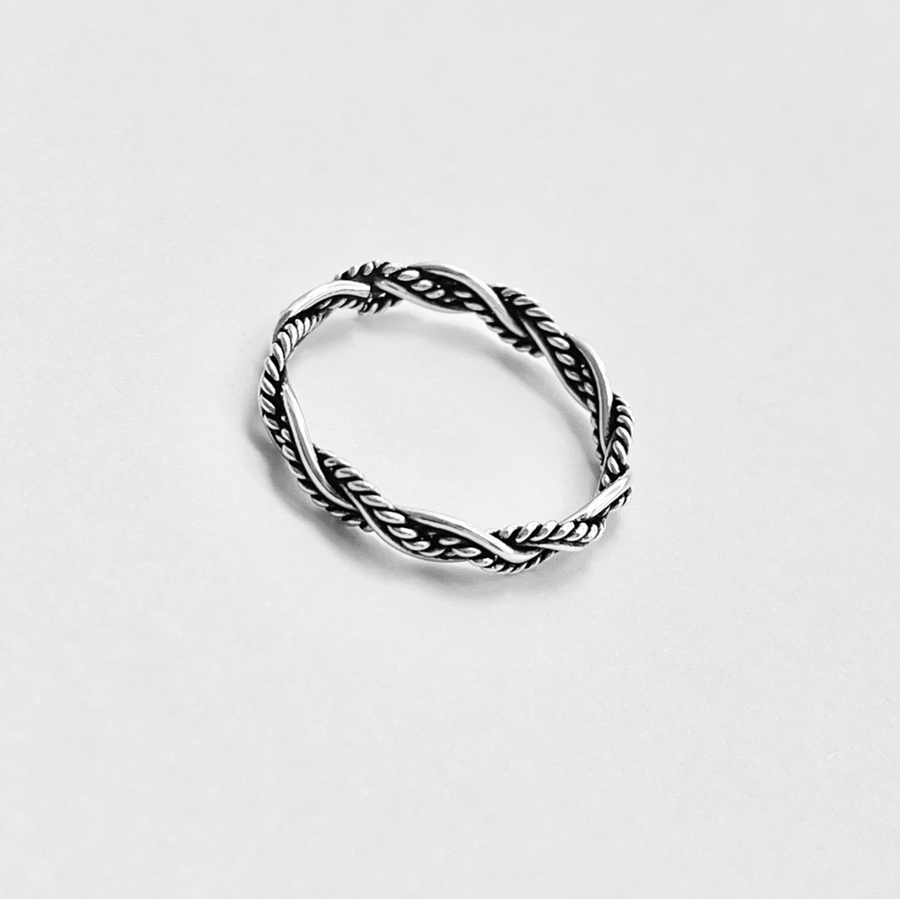 Sterling Silver Unisex Twisted Rope Ring, Silver Band, Braid Rings, Stackable - Picture 10 of 13